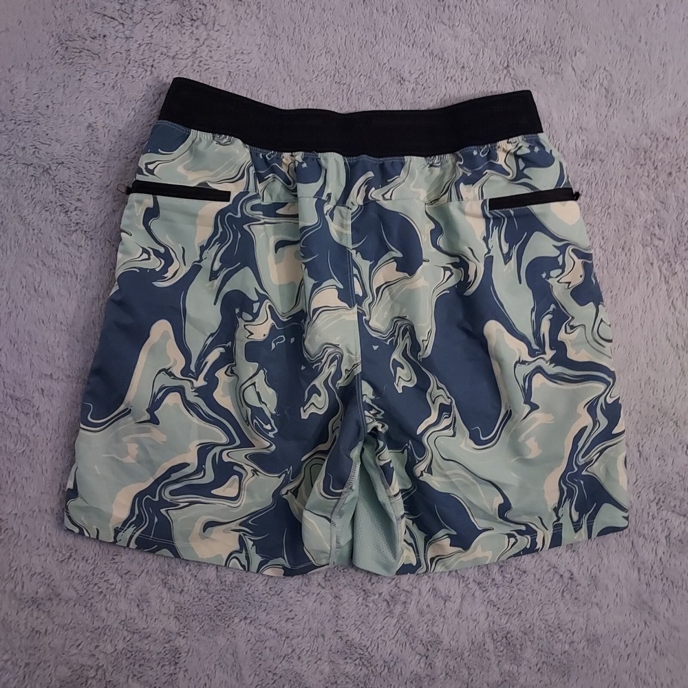 Fabletics Shorts Mens 30 Elastic Waist Lined Blue Green Performance Zip Pockets - Picture 3 of 10